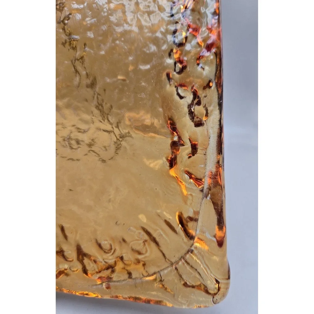 Vintage Amber Glass Curved Serving Tray - Japan 20th Century B#27